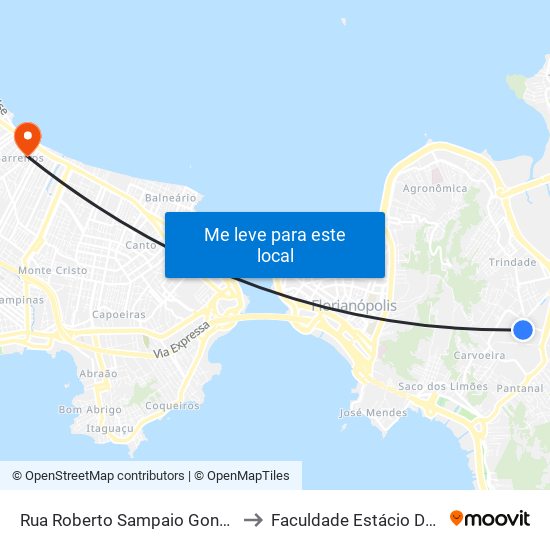 Rua Roberto Sampaio Gonzaga to Faculdade Estácio De Sá map