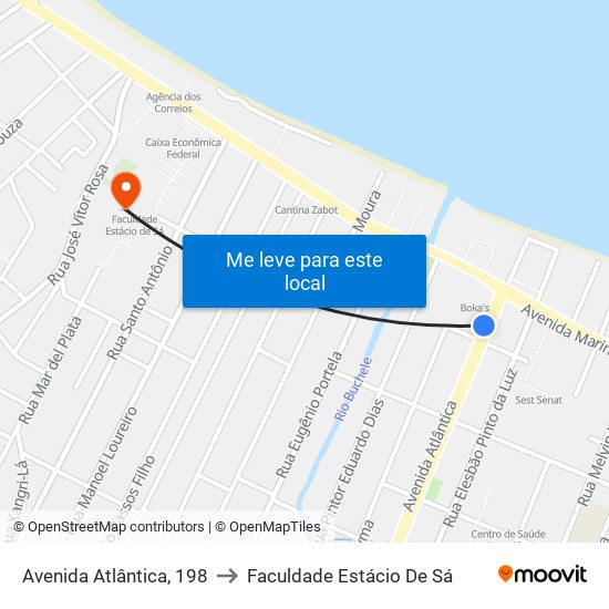 Avenida Atlântica, 198 to Faculdade Estácio De Sá map