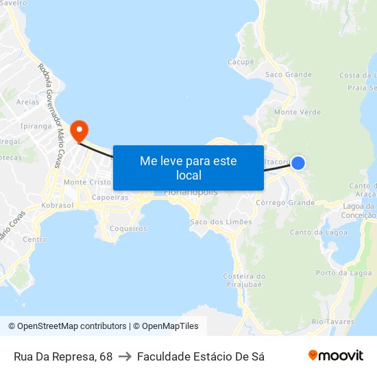 Rua Da Represa, 68 to Faculdade Estácio De Sá map