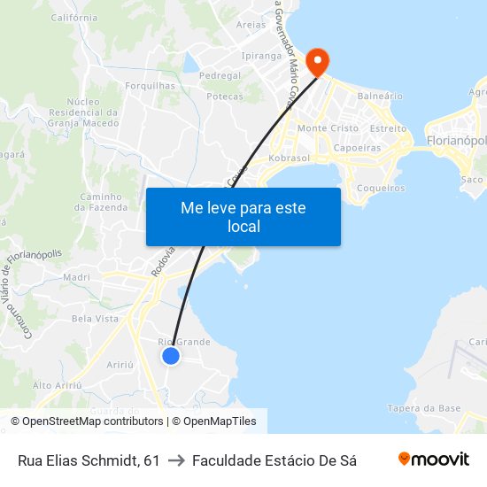 Rua Elias Schmidt, 61 to Faculdade Estácio De Sá map