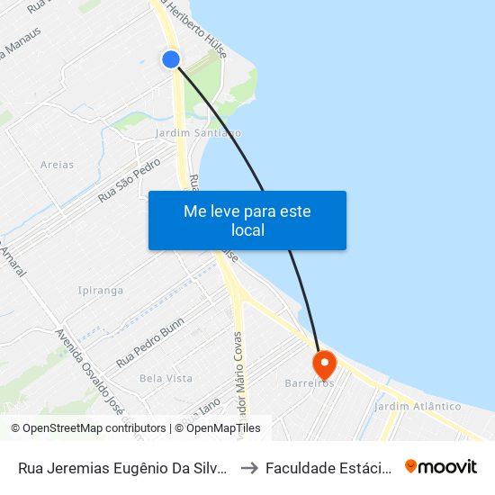 Rua Jeremias Eugênio Da Silva, 210-336 to Faculdade Estácio De Sá map