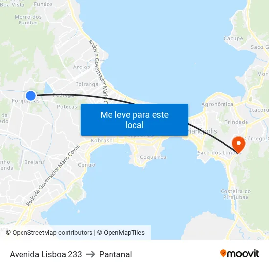 Avenida Lisboa 233 to Pantanal map