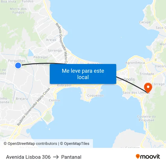 Avenida Lisboa 306 to Pantanal map