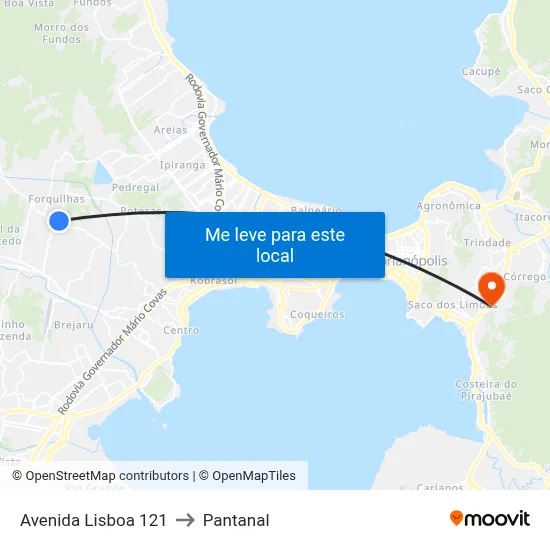 Avenida Lisboa 121 to Pantanal map