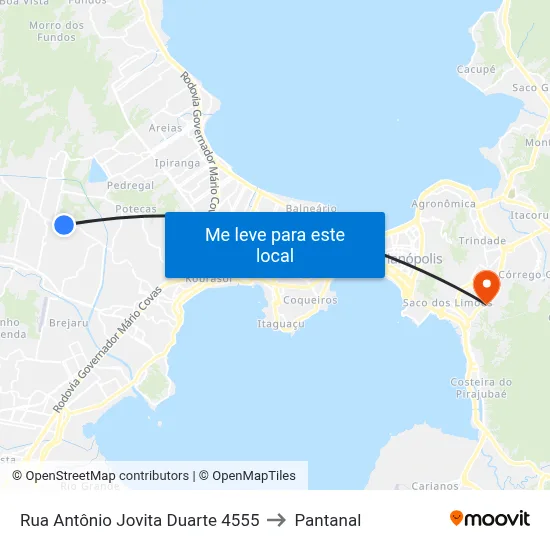 Rua Antônio Jovita Duarte 4555 to Pantanal map