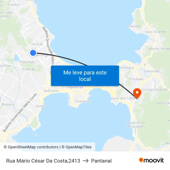 Rua Mário César Da Costa,2413 to Pantanal map