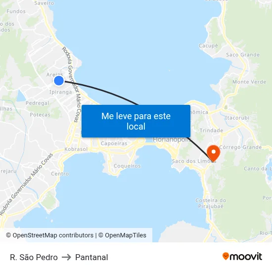 R. São Pedro to Pantanal map