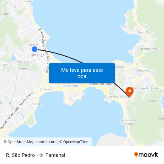 R. São Pedro to Pantanal map