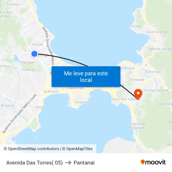 Avenida Das Torres( 05) to Pantanal map