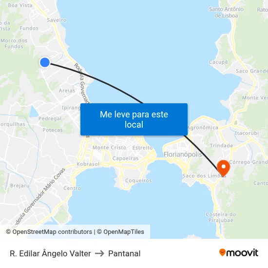 R. Edilar Ângelo Valter to Pantanal map