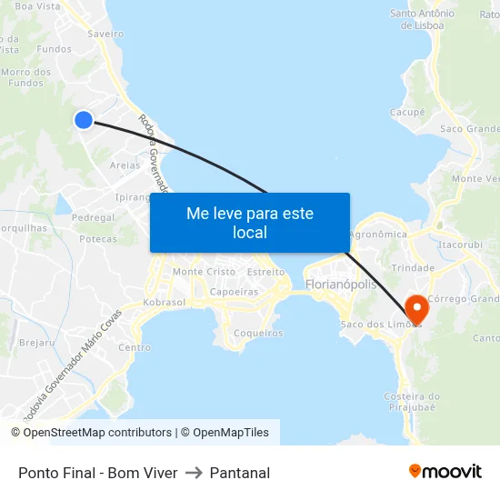 Ponto Final - Bom Viver to Pantanal map