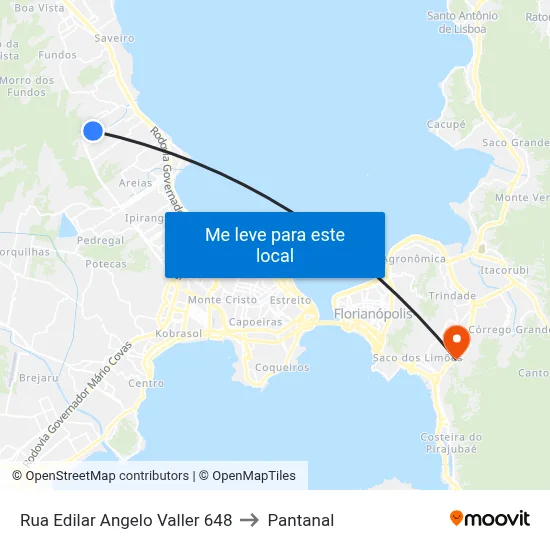 Rua Edilar Angelo Valler 648 to Pantanal map