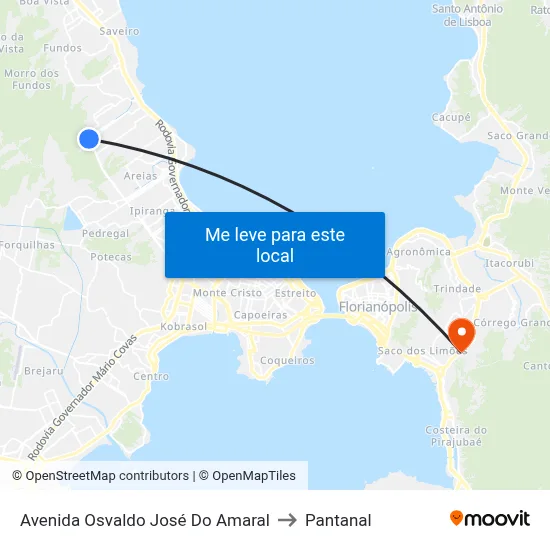 Avenida Osvaldo José Do Amaral to Pantanal map