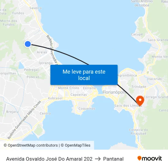 Avenida Osvaldo José Do Amaral 202 to Pantanal map