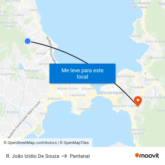 R. João Izídio De Souza to Pantanal map