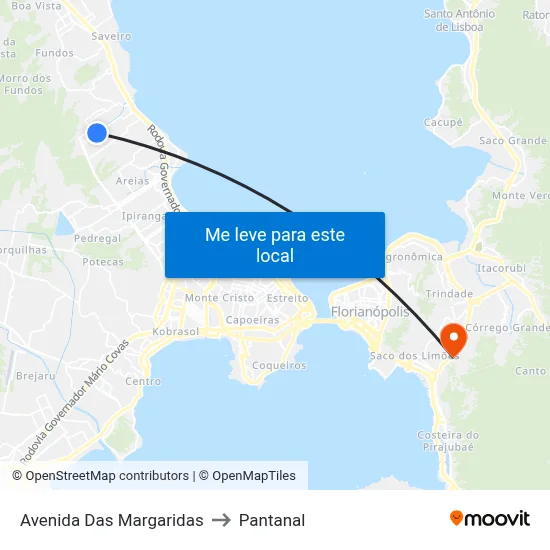 Avenida Das Margaridas to Pantanal map