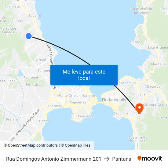 Rua Domingos Antonio Zimmermann 201 to Pantanal map