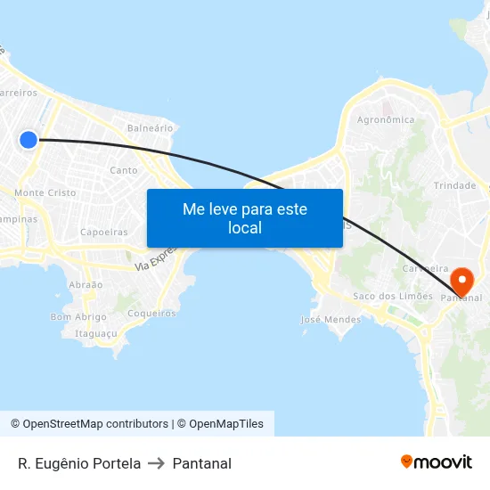 R. Eugênio Portela to Pantanal map
