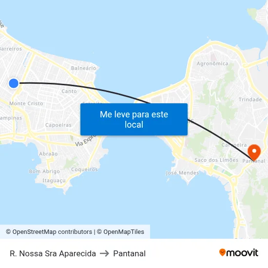 R. Nossa Sra Aparecida to Pantanal map