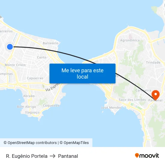 R. Eugênio Portela to Pantanal map