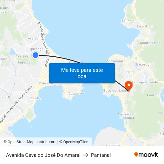 Avenida Osvaldo José Do Amaral to Pantanal map