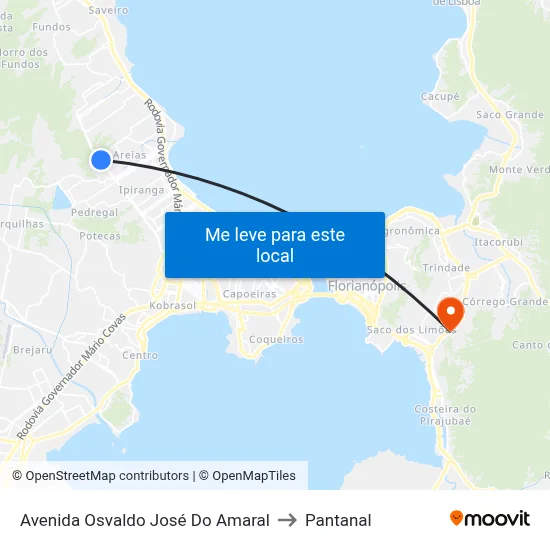 Avenida Osvaldo José Do Amaral to Pantanal map