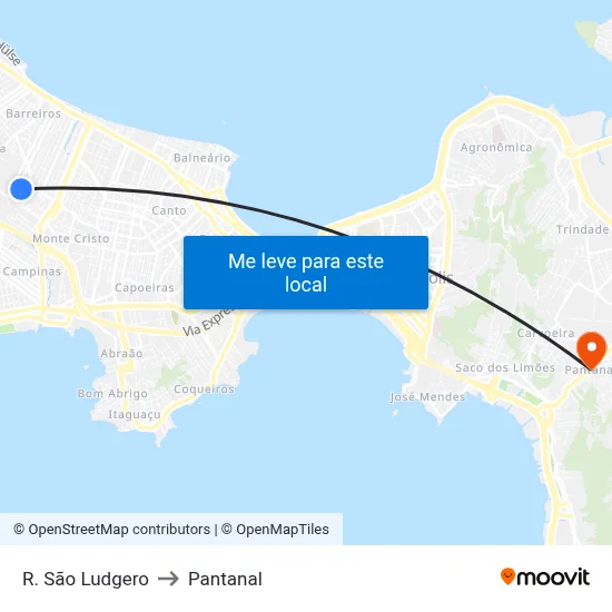 R. São Ludgero to Pantanal map