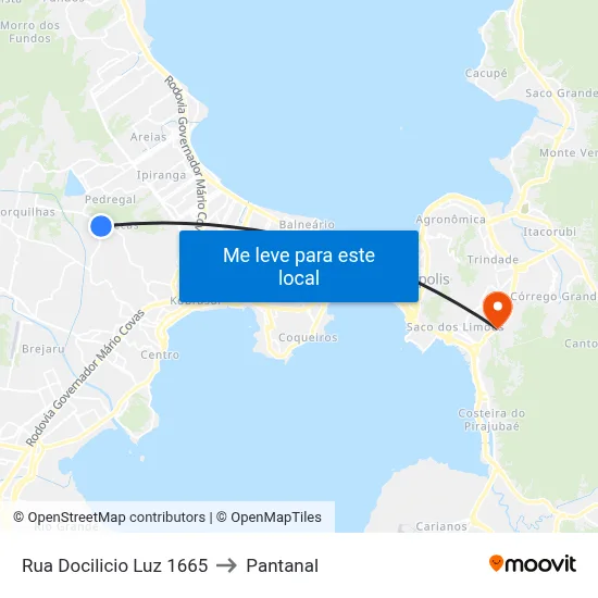 Rua Docilicio Luz 1665 to Pantanal map