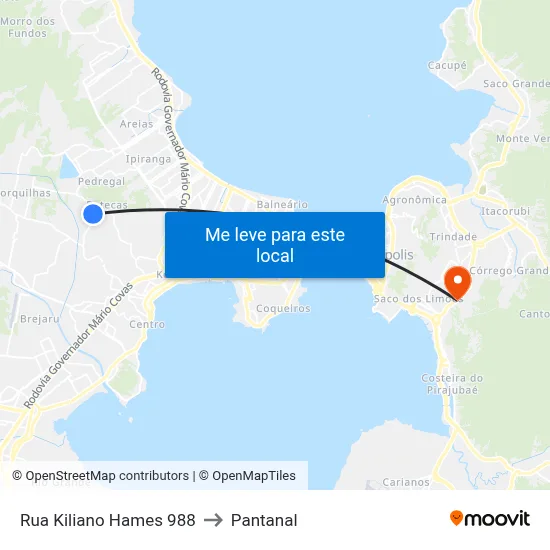 Rua Kiliano Hames 988 to Pantanal map