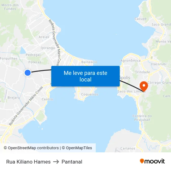 Rua Kiliano Hames to Pantanal map