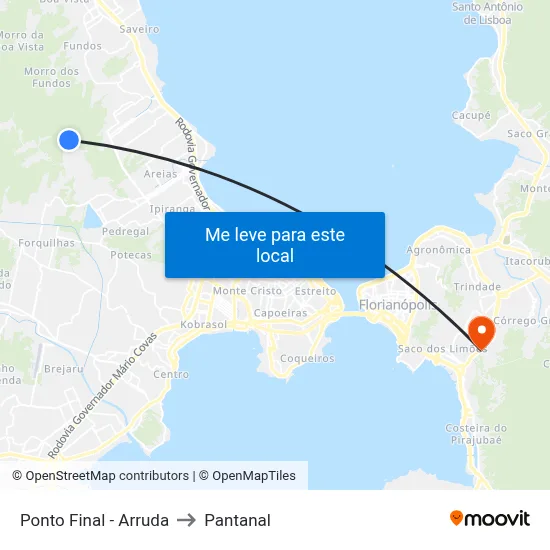 Ponto Final - Arruda to Pantanal map