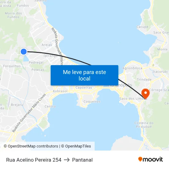 Rua Acelino Pereira 254 to Pantanal map