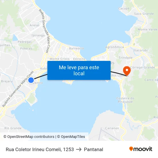 Rua Coletor Irineu Comeli, 1253 to Pantanal map