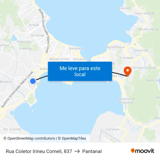 Rua Coletor Irineu Comeli, 837 to Pantanal map