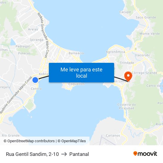 Rua Gentil Sandim, 2-10 to Pantanal map