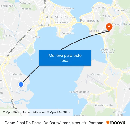 Ponto Final Do Portal Da Barra/Laranjeiras to Pantanal map