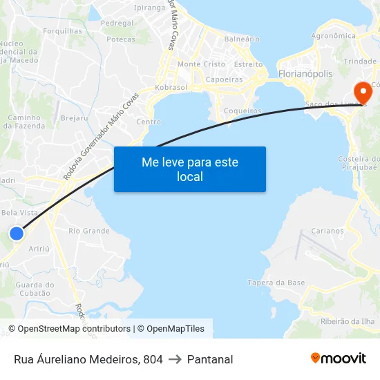 Rua Áureliano Medeiros, 804 to Pantanal map