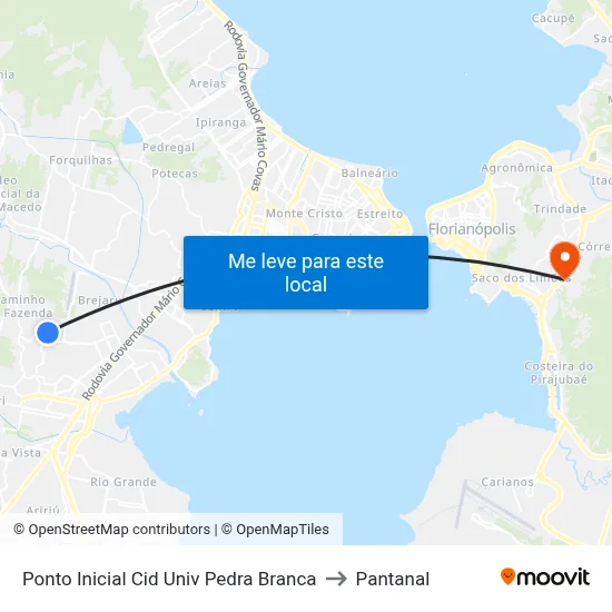 Ponto Inicial Cid Univ Pedra Branca to Pantanal map