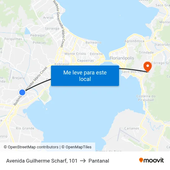 Avenida Guilherme Scharf, 101 to Pantanal map