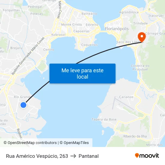 Rua Américo Vespúcio, 263 to Pantanal map