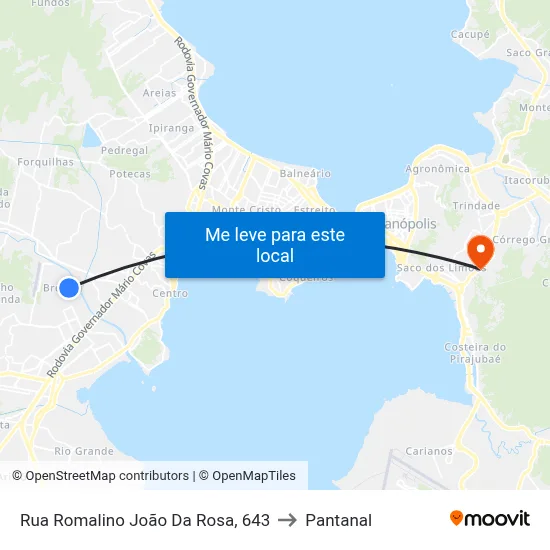 Rua Romalino João Da Rosa, 643 to Pantanal map