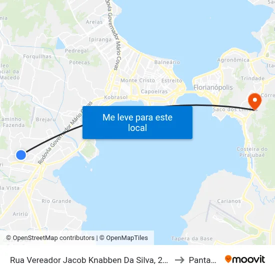 Rua Vereador Jacob Knabben Da Silva, 2274 to Pantanal map