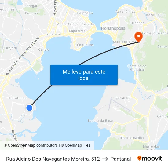 Rua Alcino Dos Navegantes Moreira, 512 to Pantanal map