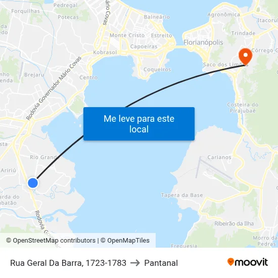 Rua Geral Da Barra, 1723-1783 to Pantanal map