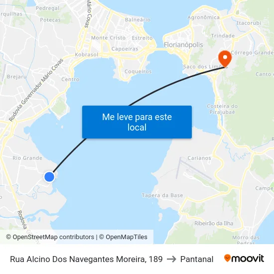 Rua Alcino Dos Navegantes Moreira, 189 to Pantanal map