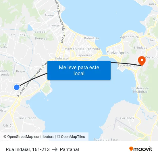Rua Indaial, 161-213 to Pantanal map
