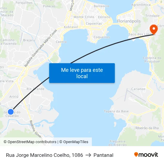 Rua Jorge Marcelino Coelho, 1086 to Pantanal map