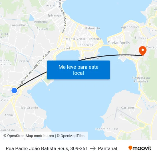 Rua Padre João Batista Réus, 309-361 to Pantanal map