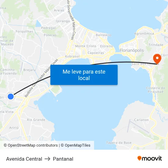 Avenida Central to Pantanal map