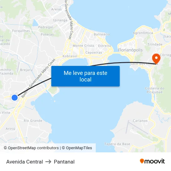Avenida Central to Pantanal map